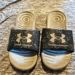 Under Armour Black and Silver Slide Sandals
